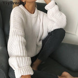 Christmas Gift Yiyiyouni Autumn Winter Oversized Knitted Sweater Women Thick Casual Loose-fitting Pullovers Female Solid Cashmere Jumpers 2021