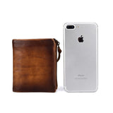 Kukombo Fashion Leather Men's Wallets 2022 New Retro Cowhide Multifunction Zipper Purses Men Solid Color Coin Purses Short Male Wallet
