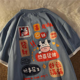 Christmas Gift Good Luck Cattle Top Harajuku Funny Shirt Kawaii Anime T-shirt Ullzang Summer Fashion Goblincore Aesthetic Women Men Couple New