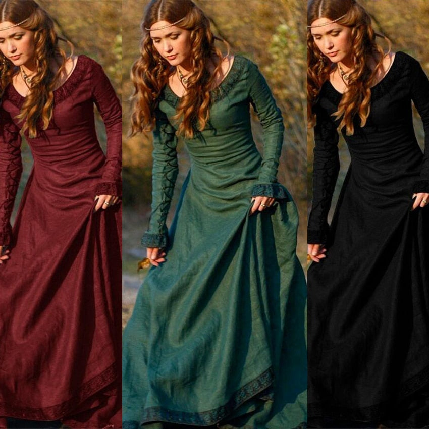 Halloween Kukombo Halloween Cosplay Victorian European Medieval Renaissance Court Women Dresses Embroidery Solid Color Prom Elegant Female Outfits