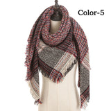 Christmas Gift 2021 New Winter Knitted Scarf Cashmere Pashmina Women Warm Neck Scarves Shawls Plaid Wraps Triangle Stoles Lady Bandana