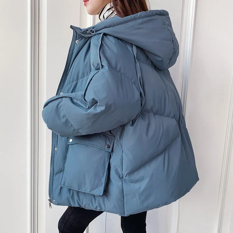 Christmas Gift 2021 New Short Winter Jacket Women Warm Hooded Down Cotton Jacket Parkas Female Casual Loose Outwear Korean Cotton-padded Coat