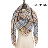 Christmas Gift 2021 New Winter Knitted Scarf Cashmere Pashmina Women Warm Neck Scarves Shawls Plaid Wraps Triangle Stoles Lady Bandana