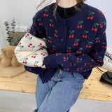 Christmas Gift New 2021 Autumn Winter Women's Knitwear Knitted Button Cardigans Embroidery Floral Oversize Vintage Lady Tops SWC8052