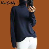 Christmas Gift Black Turtleneck Women Sweater Thick Warn Pullovers For Women Knitted Tops Autumn 2021 Loose Sweater Turtleneck Women's Jumper