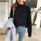 Christmas Gift oversize Sweater Women Pullover Casual Turtleneck Long Sleeve chic loose 2021 Knit Sweater Female Jumpers soft top