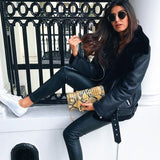 Christmas Gift Ailegogo Autumn Casual Faux Leather Jackets Women Winter Sashes Zipper Streetwear Biker Motorcycle Girls Coat Female Outwear