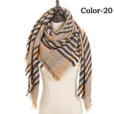 Christmas Gift 2021 New Winter Knitted Scarf Cashmere Pashmina Women Warm Neck Scarves Shawls Plaid Wraps Triangle Stoles Lady Bandana