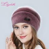 Christmas Gift Women's hat Winter Hat Knitted Angora Wool ornaments double warm Hat