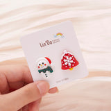 Christmas Gift Cartoon Cute Elk Santa Claus Snowman Christmas Hat  Asymmetrical Soft Clay Drop Earrings for Women Jewelry New Year Gifts