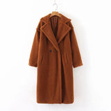 Christmas Gift Autumn Winter Women Fashion Chic Purple Teddy Coat Female Buttons Pockets Lapel Collar Warm Outerwear Girls Casual Streetwear
