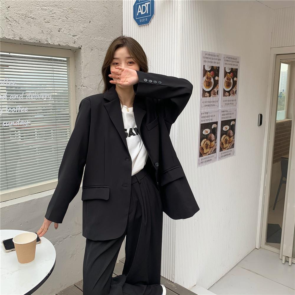 Kukombo Christmas Gift Blazers Women Ins Solid Color Long Sleeve Casual Female Clothing Office Outwear Elegant Trendy Single Breasted All-match Simple