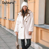 Christmas Gift Candy Color Long Teddy Coat Women Jacket 2021 Autumn Winter Thick Warm Padded Jackets Coats Oversized Ladies Lambswool Fur Coats