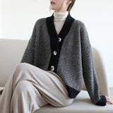 Christmas Gift Autumn and winter 2021 women's cardigan warm jacket pocket embroidery fashion knitting long sleeve coat women's loose sweater
