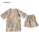 Christmas Gift Tie Dye Printed Women Tshirt and Shorts Sets Summer Fashion Female Tshirt Shorts Two Piece Set Casual Ladies Sports Tracksuits
