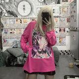 Thanksgiving Gift Japanese Kawaii Girl Summer T-Shirt Cartoon Anime Print Pink Cute Female Sweet Oversized T-Shirt Casual Tops Y2K Mujer Gothic