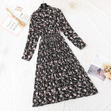 Christmas Gift 2021 Spring and Autumn New Style Floral-Print Chiffon Dress Women's French Vintage Base Dress Fairy Immortal Dress