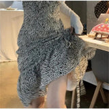 Dress Women Leopard Sleeveless V-Neck Sexy Summer Drawstring Pleated Streetwear Party Irregular Shirring Slim Vestido Korean