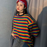 Christmas Gift Summer Striped Women Tshirt Oversized Short Sleeve Female T-shirts Chic Fashion Ladies Tee Tops O-Neck Casual Women's T Shirt