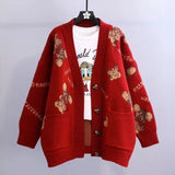 Christmas Gift Large size female lazy new knitted cardigan sweater jacket women's 2021 autumn and winter new Korean women loose trend ins hot