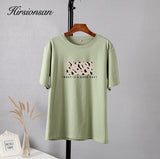 Christmas Gift Hirsionsan Leopard Printed T Shirt Women 100% Cotton Oversized Gothic Graphic Female Soft Tops Harajuku Loose Cusual Tees Ladies