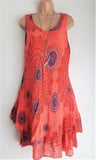 S-5XL Plus Size Summer Dress Floral Print Double Layer Dress Sleeveless Elegant Leisure Beach Dresses Women Thin Oversized Tunic