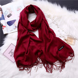 Christmas Gift 2021 women scarf solid cashmere scarves lady shawls and wraps winter head scarf pashmina long size foulard hijab wholesale