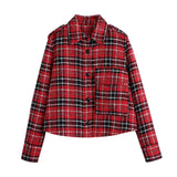 Kukombo Autumn And Winter New Plaid Red Jacket Women's Long Sleeve Korean Loose Fashion Coat Patchwork Blazer Coats