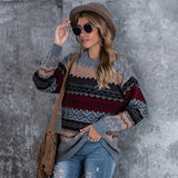 Christmas Gift Women Sweater Fall/Winter Lazy Wind Pullover Korean Loose Round Neck Long Sleeve Retro Style Knit Sweater women