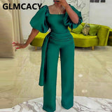 Kukombo Elegant Solid OL Jumpsuits Chic Evening Party Club Ovearlls