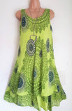 S-5XL Plus Size Summer Dress Floral Print Double Layer Dress Sleeveless Elegant Leisure Beach Dresses Women Thin Oversized Tunic