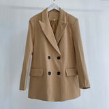 Kukombo Blazer Women Double Breasted Oversized Suits Jacket Official Ladies Loose Long Sleeve Mujer Vestido MS001