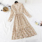 Christmas Gift 2021 Spring and Autumn New Style Floral-Print Chiffon Dress Women's French Vintage Base Dress Fairy Immortal Dress