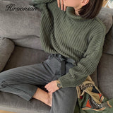 Christmas Gift Hirsionsan Turtle Neck Sweater Women 2021 New Korean Elegant Solid Cashmere Soft Oversized Thick Warm Female Pullovers Tops
