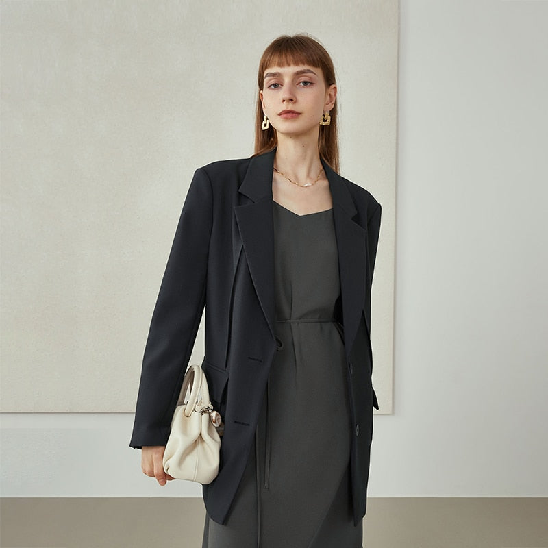 Kukombo Office Lady Newly Autumn Blazer And Skirt Set Temperament Suit Professional Suit Women Loose Two-piece Suit