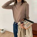 Christmas Gift Turtleneck Knitted Sweater Woman Korean Long-sleeved Loose Solid Sweater Women Simple Slim Base Pullover Women's Sweater 2021