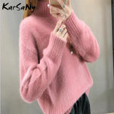 Christmas Gift Winter Mink Cashmere Thick Sweater Women Jumper White Pull Femme Loose Pullover Knitted Fluffy Sweaters For Women Winter