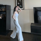 Summer Wide Leg Pants For Women Casual Elastic High Waist New Fashion Loose Long Trousers Femme