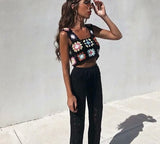Kukombo Elegant Multi Color Handmade Crochet Tank Tops Women Summer Casual Square Neck Flower Camis High Fashion Cropped Top