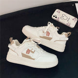 Kukombo Sneakers Women Platform White Japan Kawaii Bear Sports Shoes Flat Trainers Casual Korean Running Spring Autumn Fashion