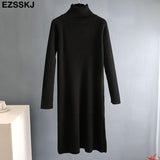 Christmas Gift 2021 Autumn Winter long thick Sweater Dress Women turtleneck long Sleeve straight maix Dress female girl warm long dress