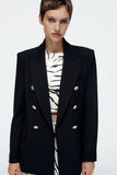 Kukombo Women Autumn New Fashion Double Breasted Slim Blazer Coat Vintage Long Sleeve Pockets Female Outerwear Chic