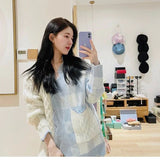 Kukombo  Autumn Plaid Kawaii Knited Sweater Cardigan Women Korean Parchwork Knitting Sweater Coat Female Designer Winter Clothes 2022 New