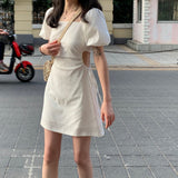 Kukombo Dresses Women Mini Mujer Vestidos Summer Fresh A-Line Chic Solid Minimalist Holiday Beach Wear Female Party Popular Simple Daily