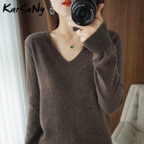 Christmas Gift Women's Sweater Autumn Winter 2021 Pull Femme White Pullover Women Sweaters Warm Soft Women's Jumper V Neck Woman Sweater Loose