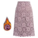 Christmas Gift Women A-line Skirt Lace Elegant Office Skirts Womens Black Pencil Velvet Skirt For Women Warm Skirts Knee-length High Waist