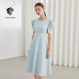 Christmas Gift FANSILANEN Short Sleeve Round Neck High Waist French Retro Floral Dress 2021 New Summer Fresh Puff Sleeve Skirt Women