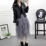 Kukombo Elastic High Waist Irregular Tulle Midi Skirt Fashion Womens Mesh Tutu Maxi Pleated Long Skirt Faldas Mujer Moda Saias Jupe