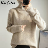 Christmas Gift Black Turtleneck Women Sweater Thick Warn Pullovers For Women Knitted Tops Autumn 2021 Loose Sweater Turtleneck Women's Jumper