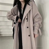 Christmas Gift Woman Windbreaker Coat Black Retro British Style Spring Medium Long Korean Preppy Style 2021 Fashion Loose Women Oversize Coat